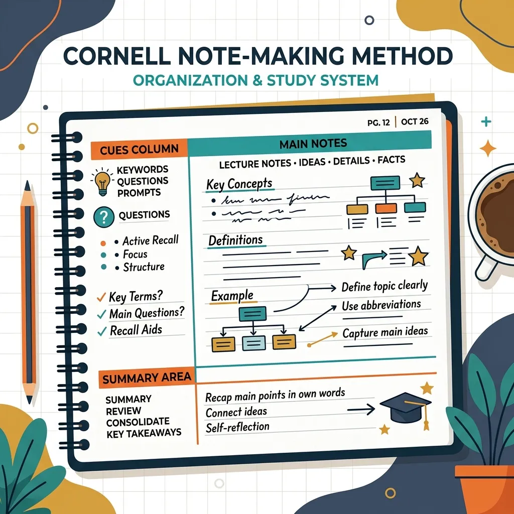 El método Cornell adaptado a oposiciones: cómo tomar apuntes para repasar en tiempo récord
